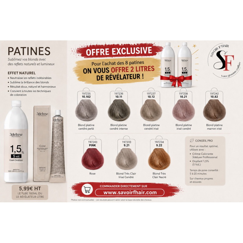 8 patines 3deluxe 100ML + 2 revelateurs 3deluxe offert